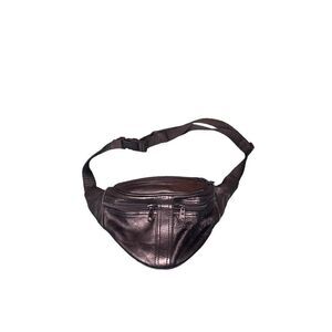 Vintage 90s Black Leather Fanny Pack​​​​